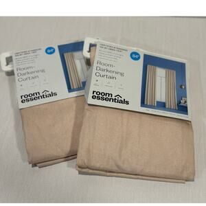 2 Room Essentials Blush pink room darkening curtain panels 42" x 84" new